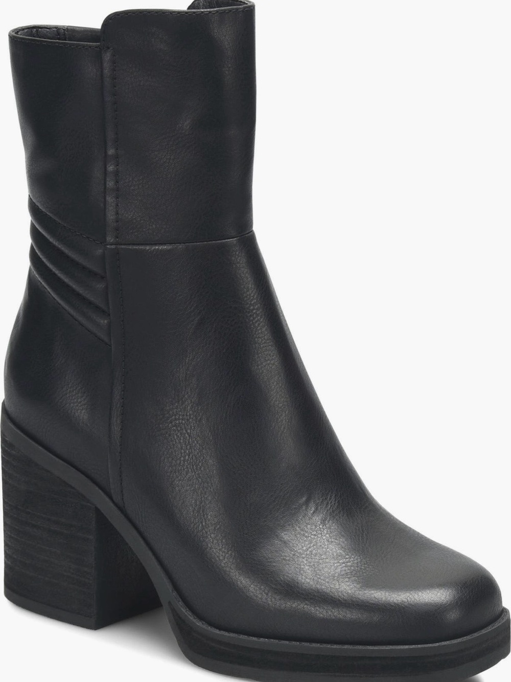 Kork-Ease Black Leather Block Heel Ankle Boots